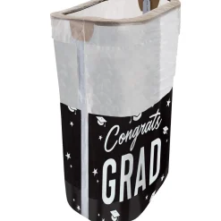 Black & White Congrats Graduation Pop-Up Trash Bin