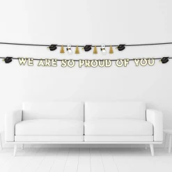 Black, White, & Gold Proud of You Graduation Banner Set, 12ft, 2pc