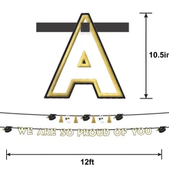 Black, White, & Gold Proud of You Graduation Banner Set, 12ft, 2pc
