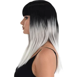 Black & White Ombre Wig with Bangs