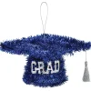 Blue Graduate Cap Tinsel with Silver Tassel, 5x3in – Hanging or Table Decoration