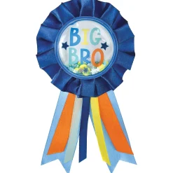Blue, Orange & Yellow Big Bro Confetti Shake Baby Shower Award Ribbon