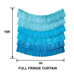 Blue Plastic Fringe Banner Backdrop, 5ft x 7.3ft - Pool Party