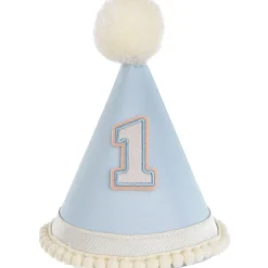 Blue 1st Birthday Pom-Pom Hat, 7in