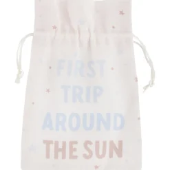 Blue & Taupe 1st Birthday Fabric Favor Pouch