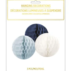 Blue & White Honeycomb Hanging Decorations, Assorted Options