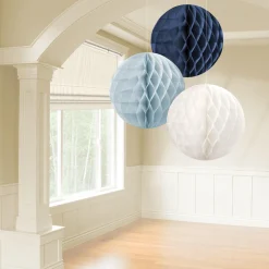 Blue & White Honeycomb Hanging Decorations, Assorted Options