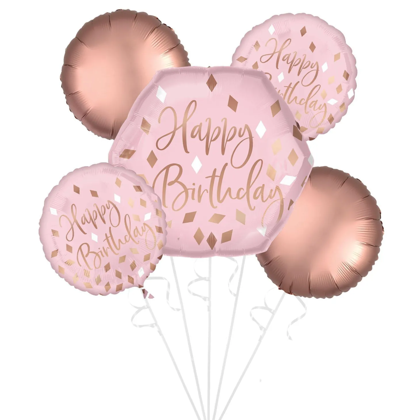 Blush Birthday Foil Balloon Bouquet, 5pc