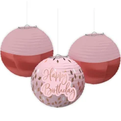 Blush Birthday Paper Lanterns, 9.5in, 3ct