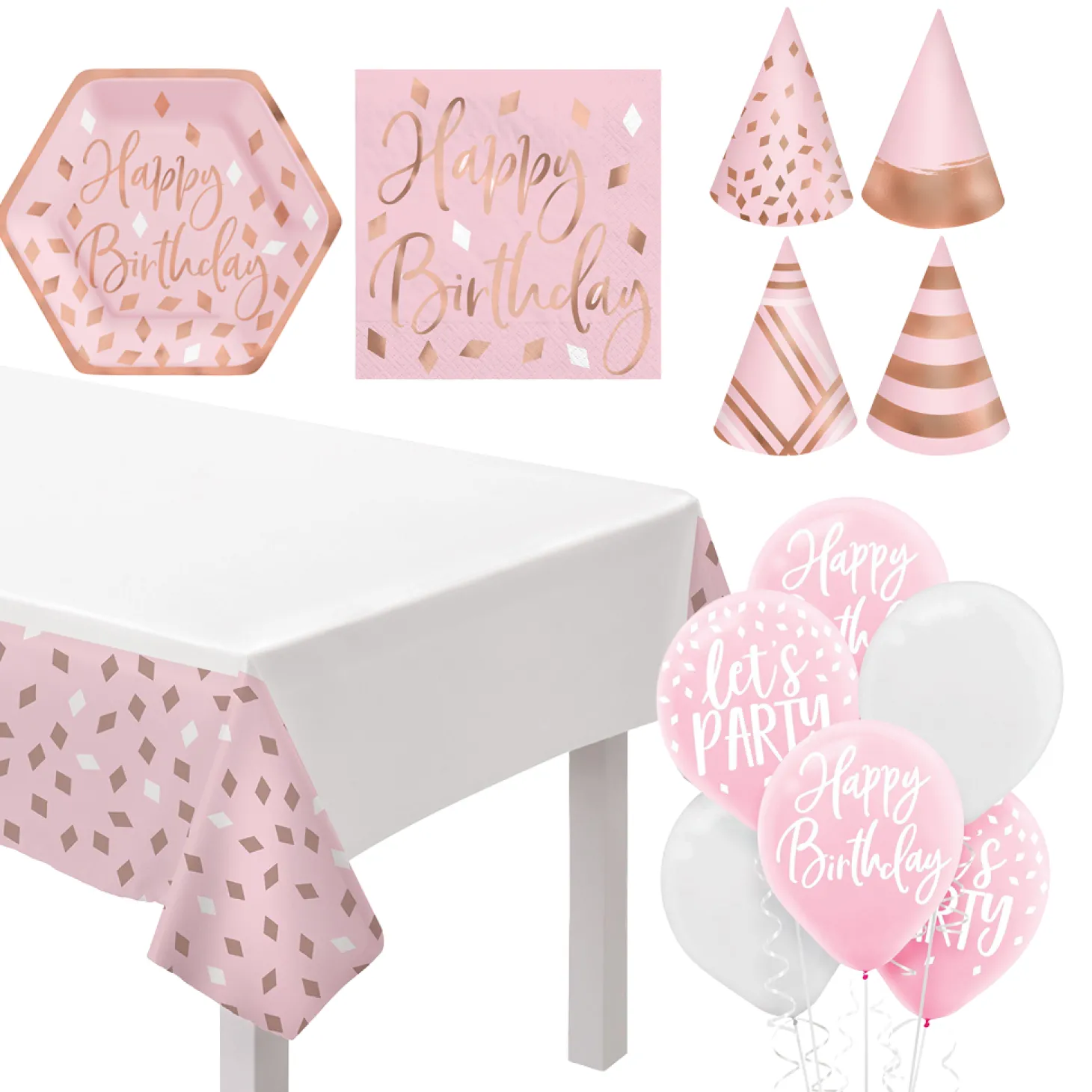 Blush Birthday Party Supplies Kit