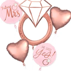 Blush Engagement Foil Balloon Bouquet, 5pc