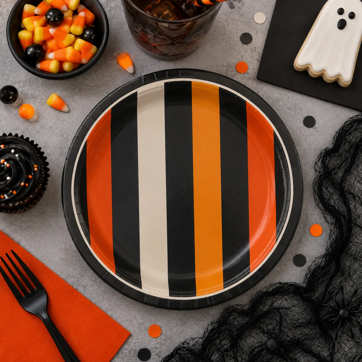 Boo Bash Striped Lunch Plates, 9in, 8ct