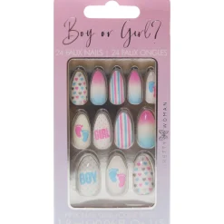 Boy or Girl? Gender Reveal Faux Nail Set, 24pc