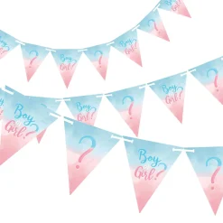 Boy or Girl? Gender Reveal Paper Pennant Banner, 15ft - The Big Reveal