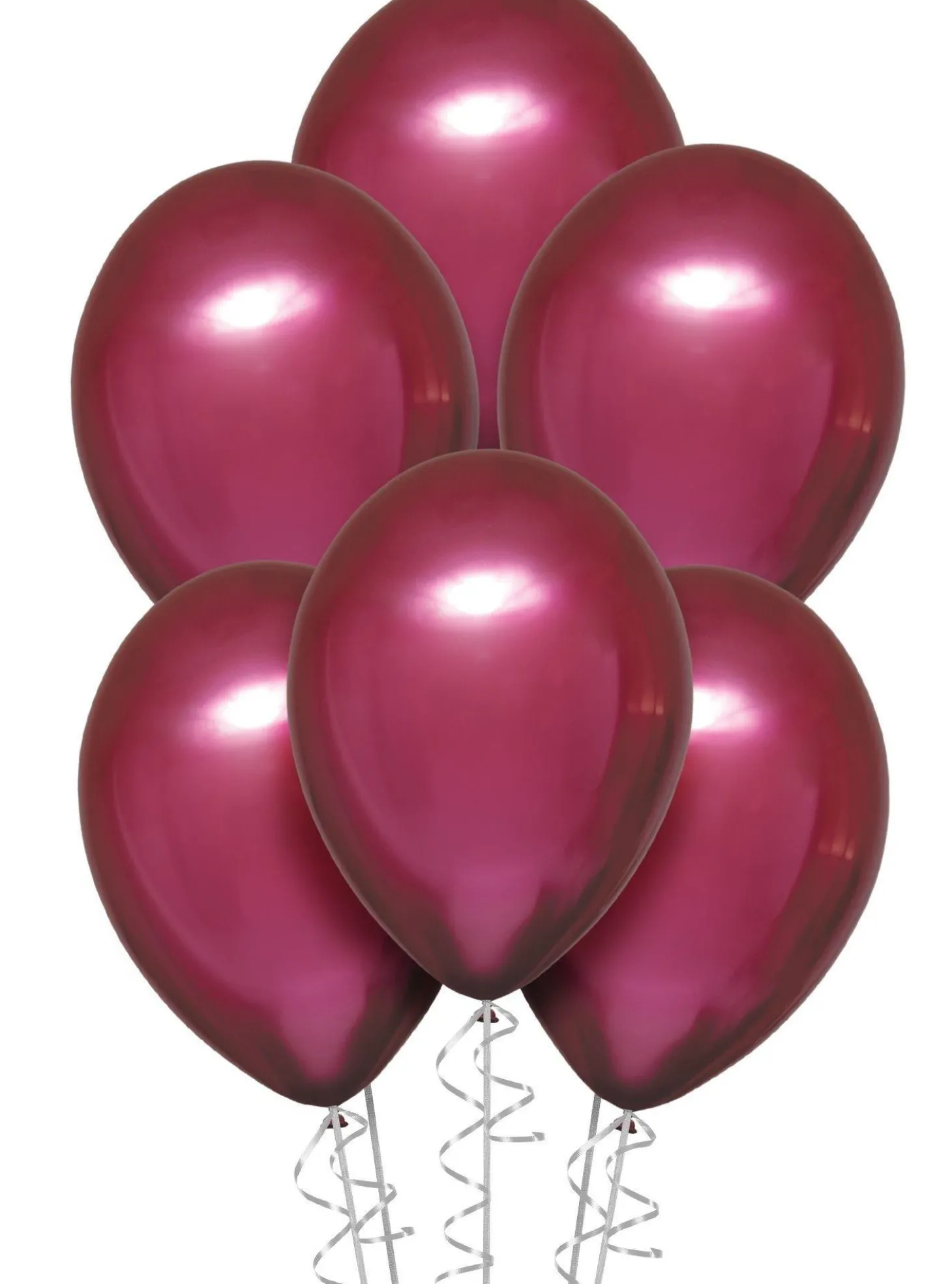 Bright Pink Metallic Chrome Satin Luxe Latex Balloons, 6ct
