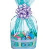 Caribbean Blue Plastic Gift Basket Bags 2ct