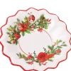 Christmas Floral 9" Shaped Paper Bowls, 8ct – Red Roses, Holly & Ornaments