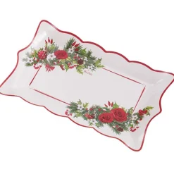 Christmas Floral 12" Shaped Paper Trays, 7ct – Holiday Roses, Holly & Ornaments