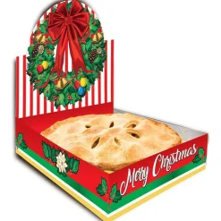 Christmas Pie Box – Holiday Wreath Design, 10in Pie Carrier for Gifting & Transport