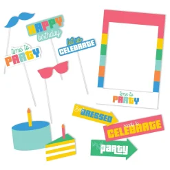 Colorful Collage Photo Booth Props, 11pc