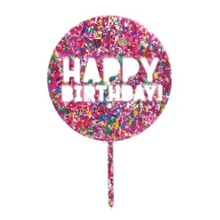 Confetti Happy Birthday Cake Topper