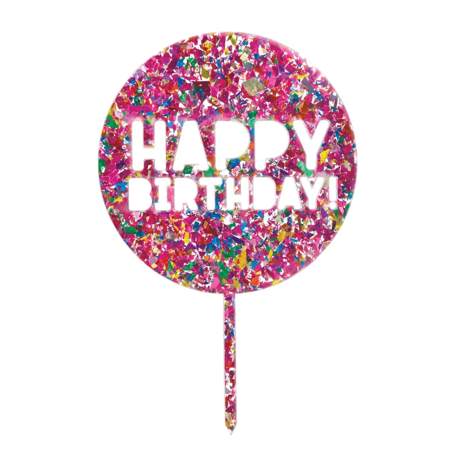 Confetti Happy Birthday Cake Topper