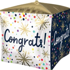 Confetti Sprinkle Congrats Cubez Foil Balloon, 15in