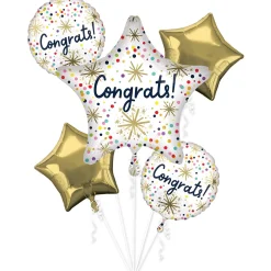 Confetti Sprinkle Congrats Foil Balloon Bouquet, 5pc