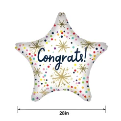 Confetti Sprinkle Congrats Star Foil Balloon, 27in