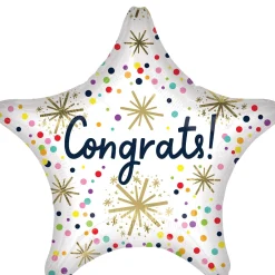 Confetti Sprinkle Congrats Star Foil Balloon, 27in
