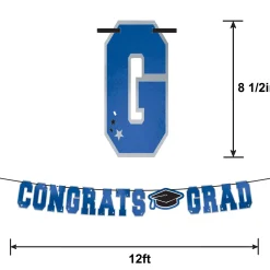 Congrats Grad Letter Banner, Assorted Colors