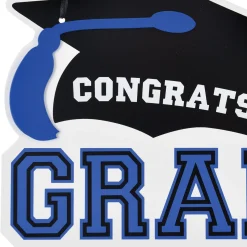 Congrats Grad MDF Hanging Sign, 10.15in x 7.6in, Assorted Colors