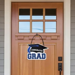 Congrats Grad MDF Hanging Sign, 10.15in x 7.6in, Assorted Colors