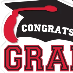 Congrats Grad MDF Hanging Sign, 10.15in x 7.6in, Assorted Colors