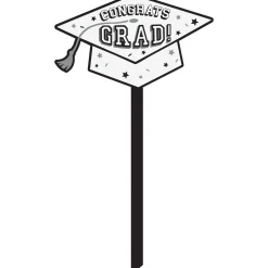 Congrats Grad Plastic Yard Stake, 20.5in, Assorted Colors