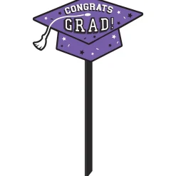 Congrats Grad Plastic Yard Stake, 20.5in, Assorted Colors