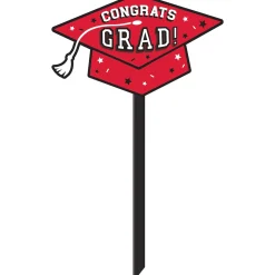 Congrats Grad Plastic Yard Stake, 20.5in, Assorted Colors