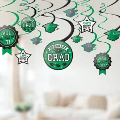 Congrats Grad Swirl Decorations, 12pc, Assorted Colors