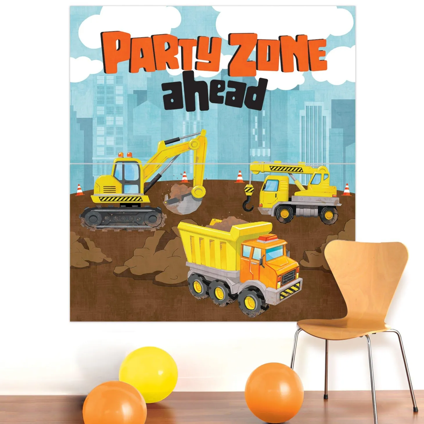 Construction Party Photo Backdrop with Props, 13pc