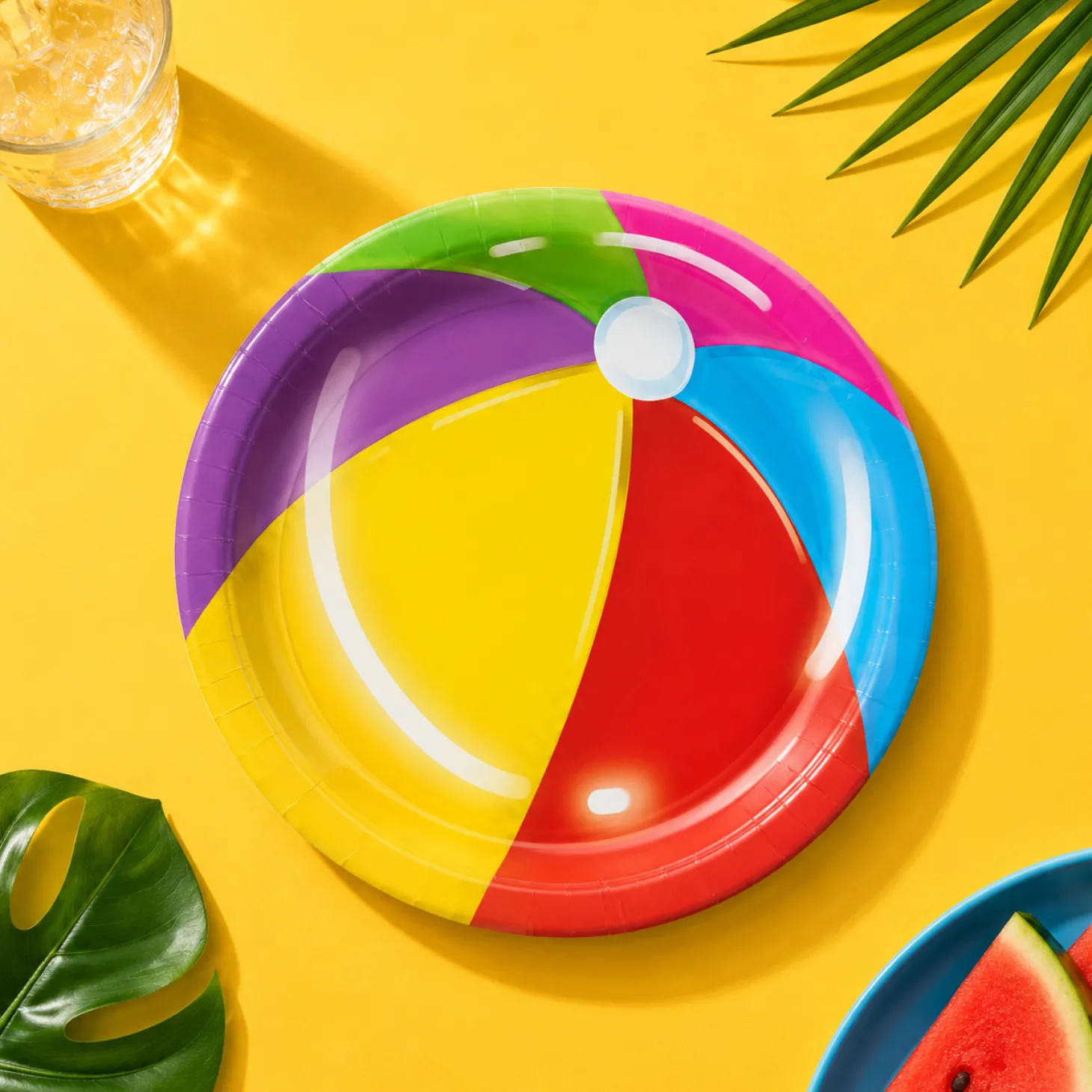 Cool Pool Party Beach Ball Paper Dessert Plates, 7in, 8ct