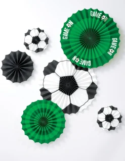 Corner Kick Soccer Paper Fan Decorations, 6ct