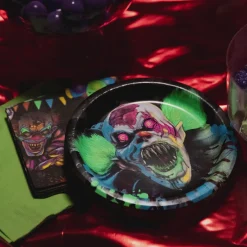 Creepy Carnival Black Light Reactive Paper Dessert Plates, 6.75in, 20ct