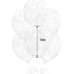 6ct, 12in, Clear Filigree Balloons