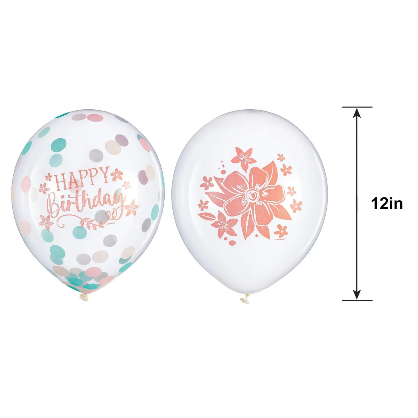 6ct, 12in, Free Spirit Boho Birthday Confetti Latex Balloons