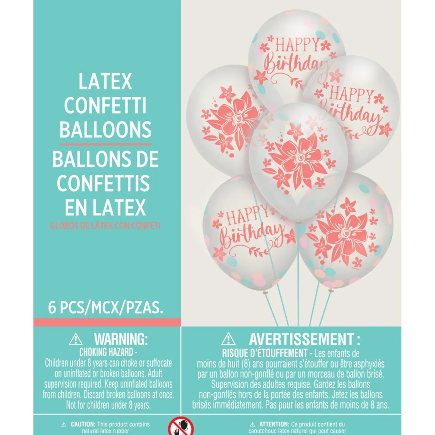 6ct, 12in, Free Spirit Boho Birthday Confetti Latex Balloons