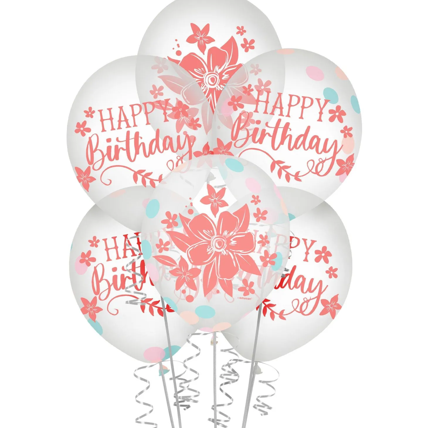 6ct, 12in, Free Spirit Boho Birthday Confetti Latex Balloons