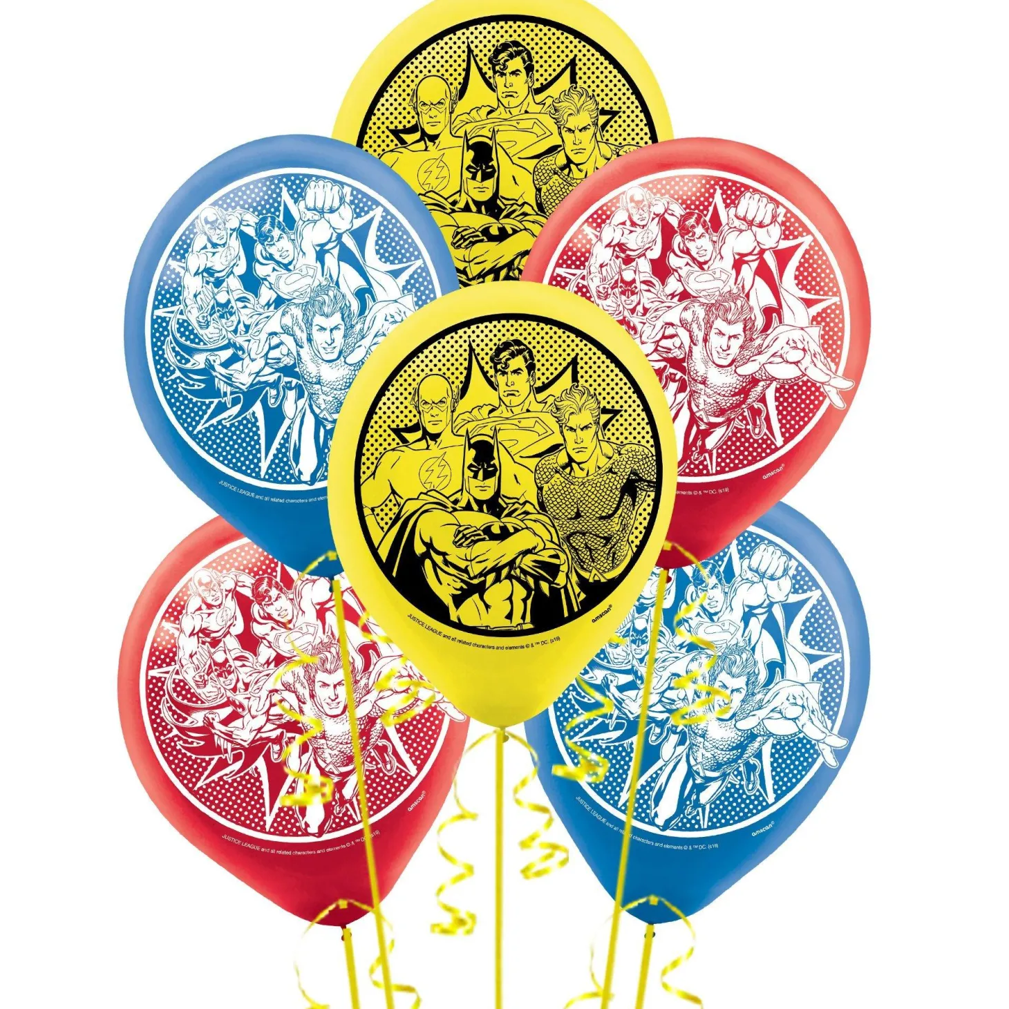 6ct, 12in, Justice League Heroes Unite Latex Balloons