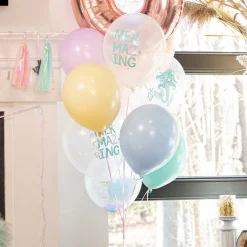 6ct, 12in, Shimmering Mermaids Confetti Latex Balloons