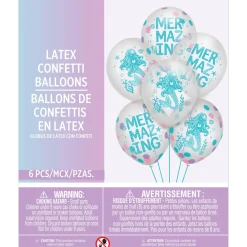 6ct, 12in, Shimmering Mermaids Confetti Latex Balloons