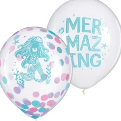 6ct, 12in, Shimmering Mermaids Confetti Latex Balloons